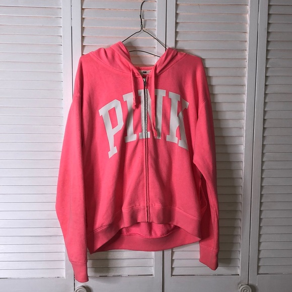 PINK Victoria's Secret Tops - Pink oversized neon hoodie